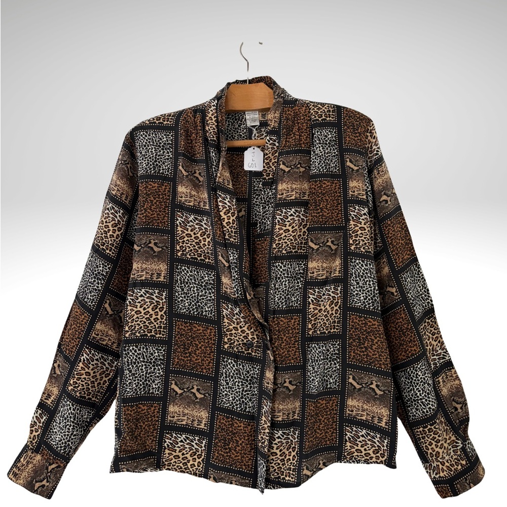 Elegant Patchwork Animal Print Blouse